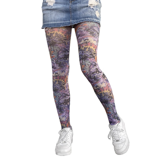Graffiti print tights by Malka Chic for creative and modern fashion looks 3