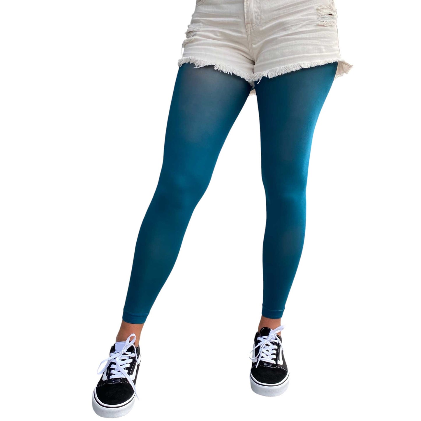 Dark teal 50 denier footless tights for women by Malka Chic with rich opaque color 3