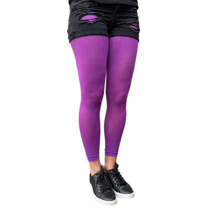 Violet footless tights for women with opaque stretch finish