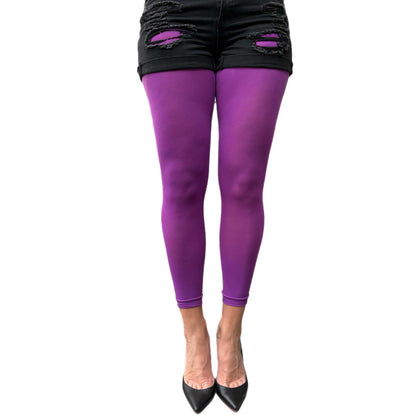 Opaque violet footless pantyhose with soft comfortable fabric