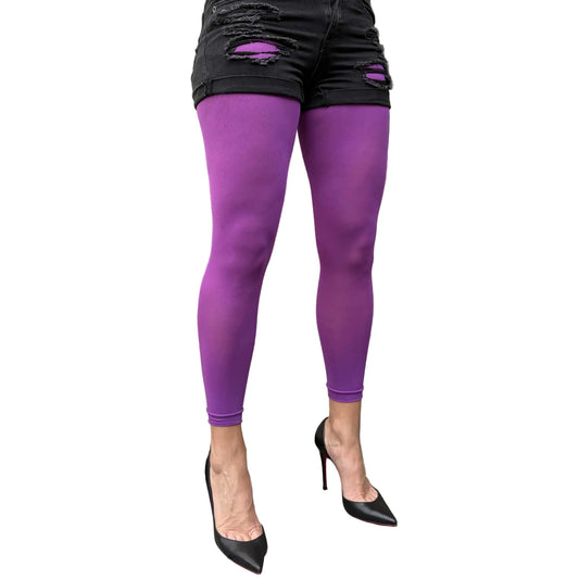 Soft stretch violet footless tights for women with matte finish