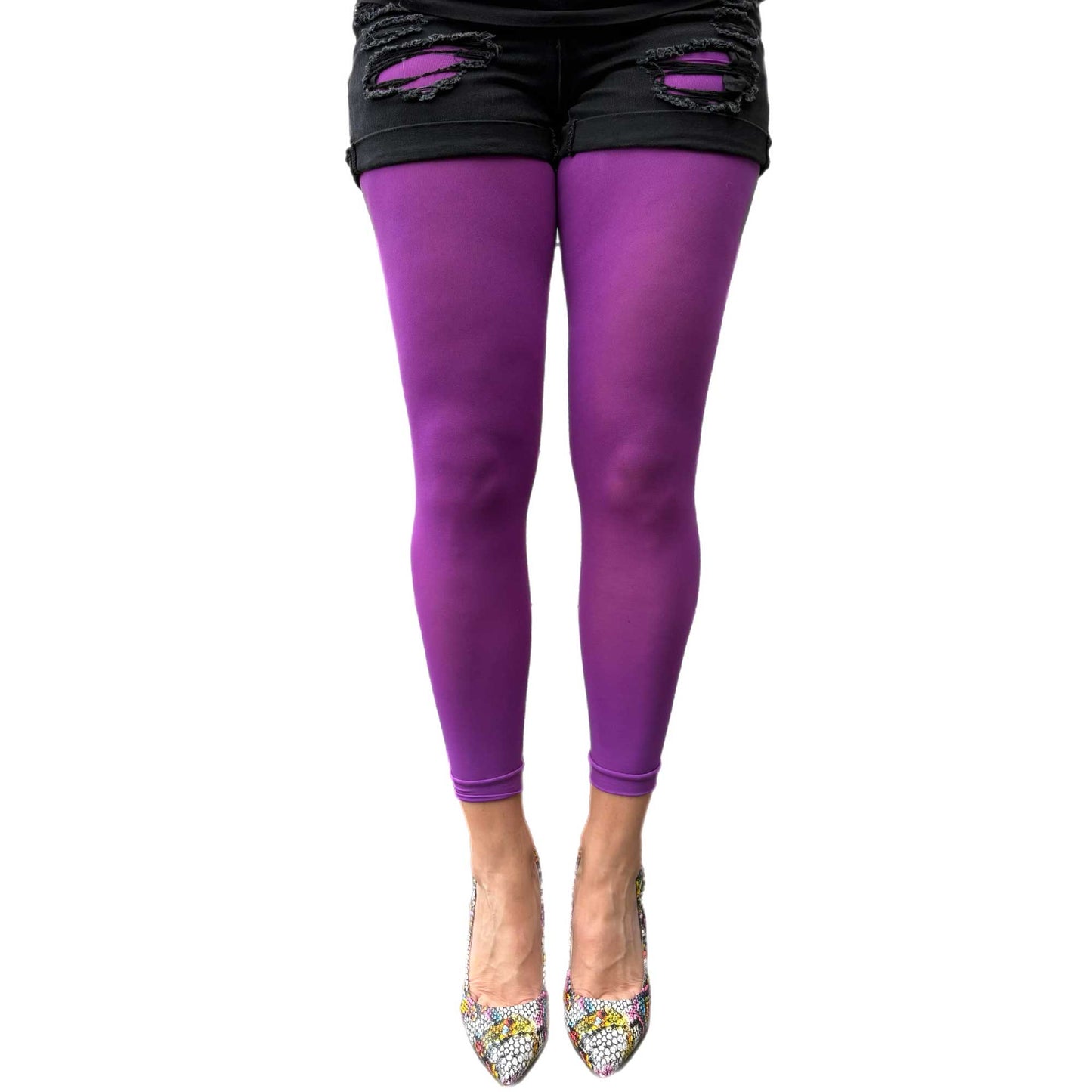 Bright violet footless tights for women with sleek fitted look