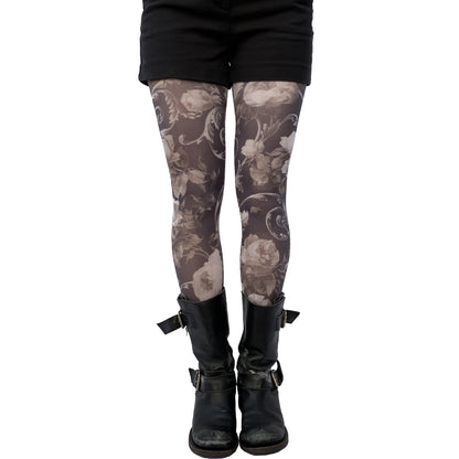 White floral patterned tights for women by Malka Chic featuring delicate flower design hosiery.