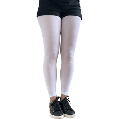 Solid white 50 denier footless tights by Malka Chic for everyday wear