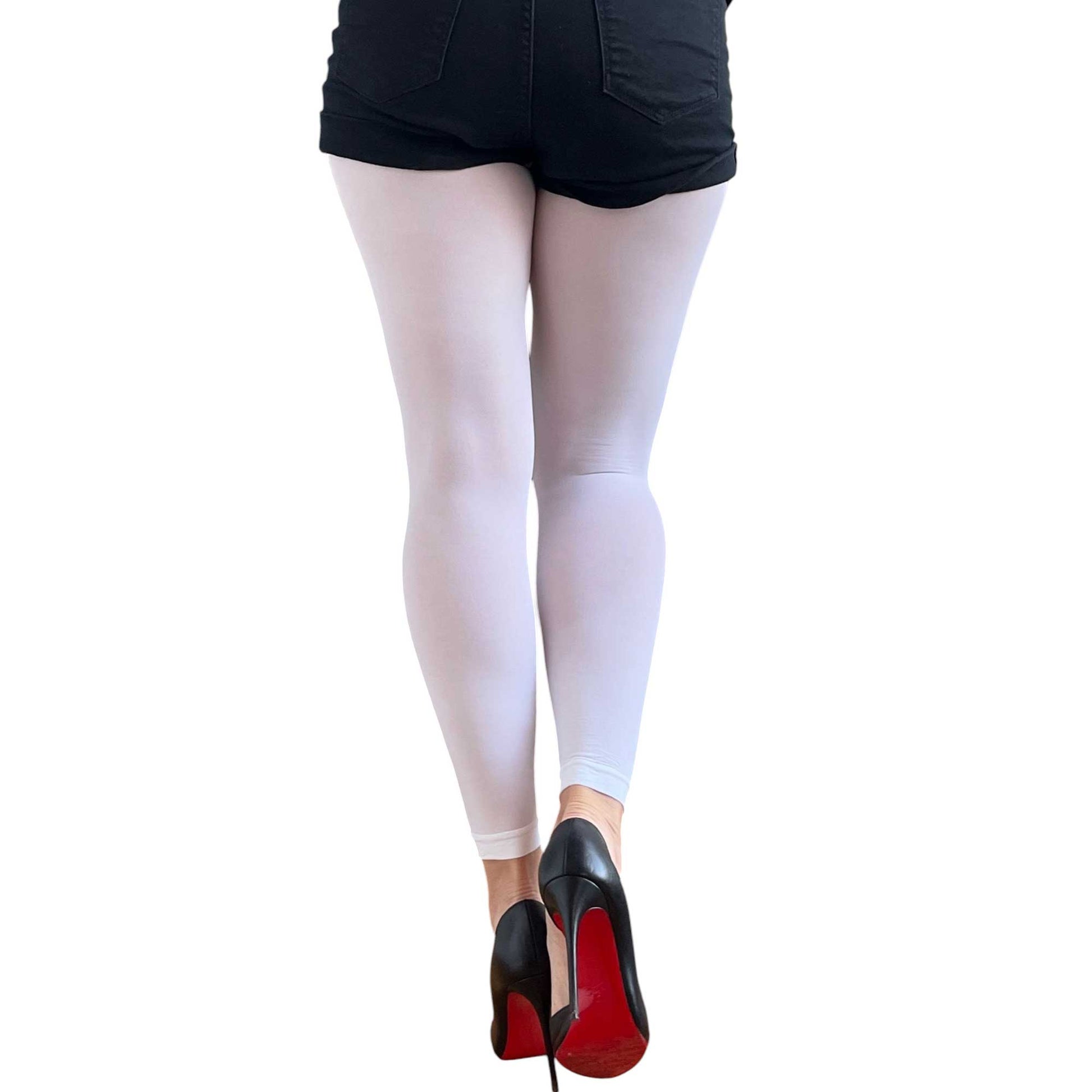 Elegant white footless tights with a smooth silhouette and flexible everyday fit