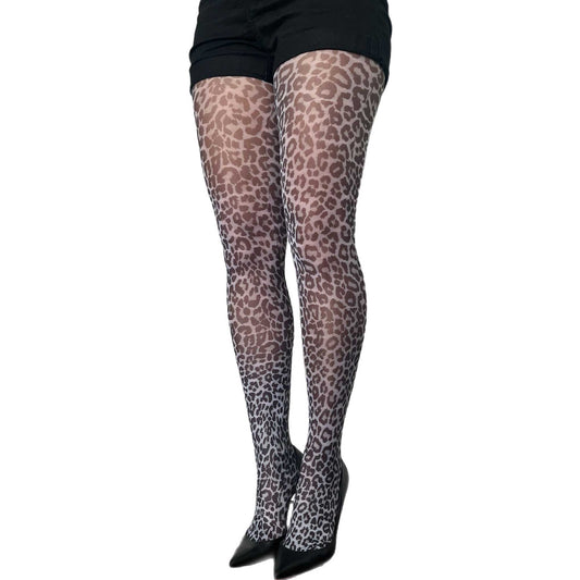 Malka Chic white cheetah print tights with vibrant animal pattern for stylish and standout outfits.