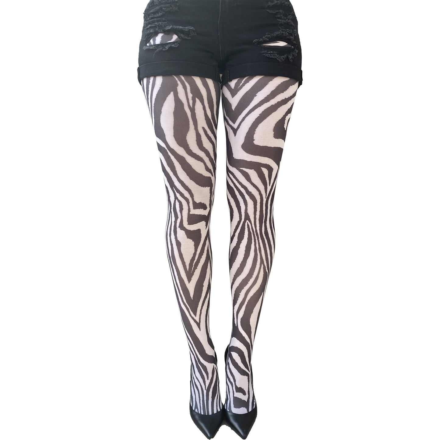 Zebra print tights women bold black and white design