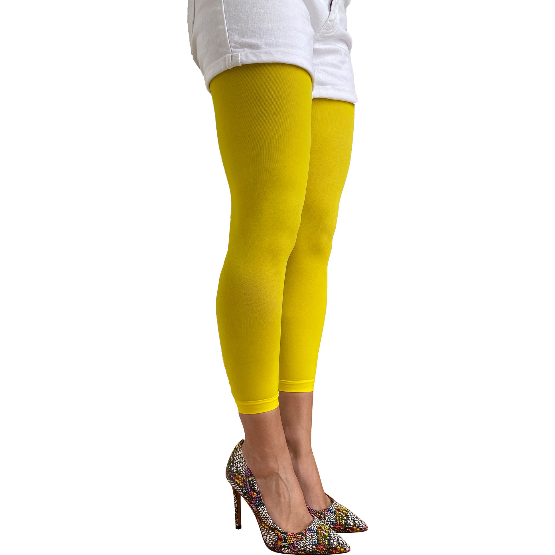 Malka Chic yellow footless tights 50 denier for bold and colorful outfits